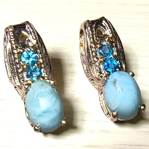 Larimar, Apatite, & Sterling Silver Post Stud Earrings